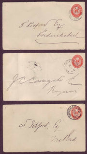 DWI5025 Danish West Indies. 3 Postal Stationery Envelopes (fronts), VF Used